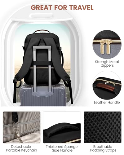 LOVEVOOK 50L Travel Backpack for Women & Men, Airline Approved Carry On Luggage with 3 Packing Cubes, TSA Overnight Bags, Waterproof Personal Item Bag, Weekender Essentials Backpacks fits 17" Laptop - color: Black-grey-brown, size: X-Large