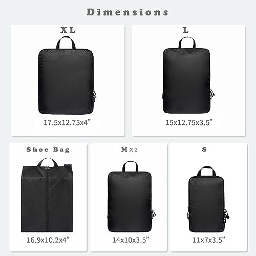 BAGAIL 6 Set Ultralight Compression Packing Cubes Packing Organizer for Travel Accessories Luggage Suitcase Backpack - color: Black70D, style: Cloth Pattern