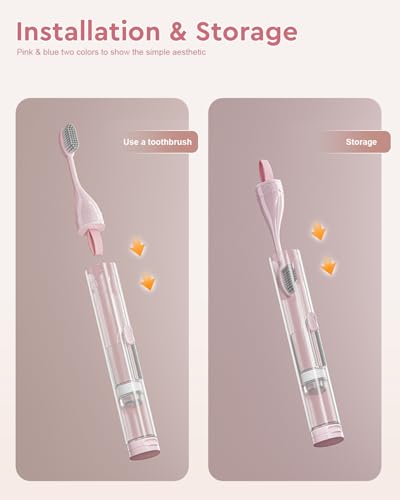 2 Pcs Travel Toothbrush Kit Fold Built-in Set, Soft Bristles for Travel Camping School Business Trip Essential (Blue, Pink) - color: Pink,blue