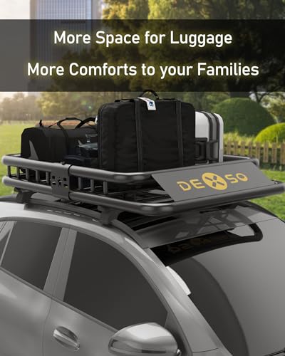 DEXSO 64" x 39" Universal Roof Rack Basket with Cargo Net, 200 Lbs Capacity Rooftop Cargo Carrier Basket with Extension Heavy Duty Luggage Holder Rack for SUVs, Trucks, Vehicles - size: 64" x 39" w/Net