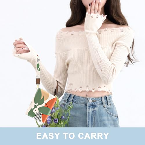 Aiawoxc Credit Card Holder, Small RFID Wallet Slim Leather Card Organizer Case with Zipper and Wristlet Strap, Tropical Plants - color: Tropical Plants, size: Wrist Strap