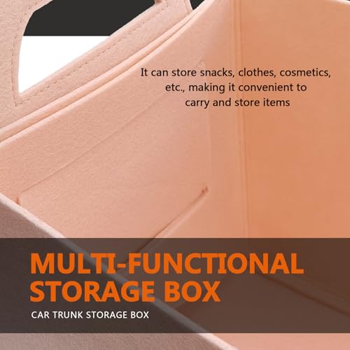 Felt Car Trunk Organizer, Foldable Vehicle Storage Box, Large Capacity Multi-Purpose Automotive Interior Accessories for Cars, SUV, Sedan, Truck (Pink) - color: pink