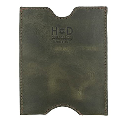 Hide & Drink, Travel Passport Pocket Sleeve Handmade from Full Grain Leather - Dark Jade - color: Dark Jade