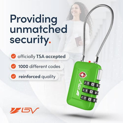 TSA Accpeted Luggage Travel Lock, Set-Your-Own Combination Lock for School Gym, Golf Bag, Locker, Luggage Suitcase Baggage Locks, Filing Cabinets, Toolbox, Case (Green, 2 Pack) - color: Green, size: 2 Pack