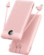 VRURC Portable Charger Built-in Cables and AC Wall Plug,USB C Power Bank 10000mAh, Travel Essentials Phone Charger Compact Lightweight External Battery Pack for Smart Phones, Tablets etc-Pink - color: Pink