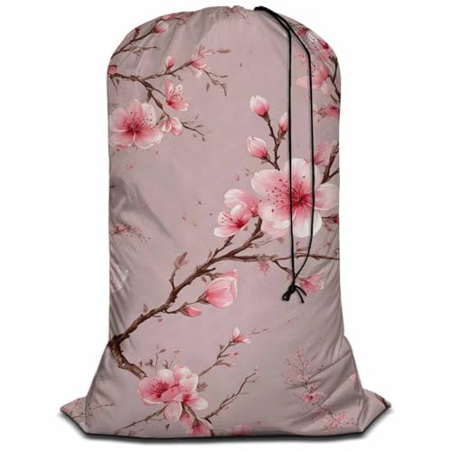 Swono Cherry Blossom Laundry Basket Clothes Hamper Bag Watercolor Hand Painted Flower Blooming Branches Collapsible Dirty Clothes Storage Laundry Organizer, Pink - color: Cherry Blossom