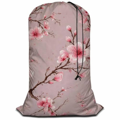 Swono Cherry Blossom Laundry Basket Clothes Hamper Bag Watercolor Hand Painted Flower Blooming Branches Collapsible Dirty Clothes Storage Laundry Organizer, Pink - color: Cherry Blossom