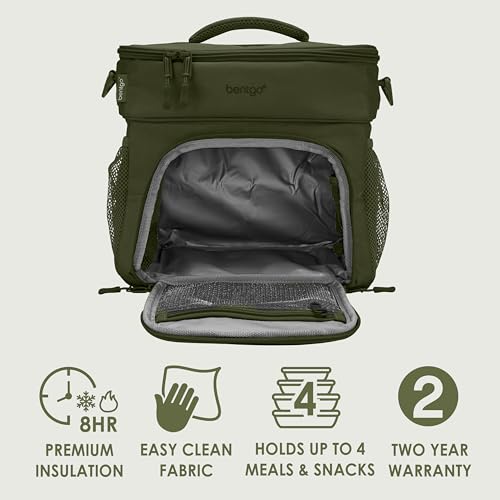 Bentgo Prep Deluxe Insulated Multimeal Bag - Lunch Box Bag, Holds 5 Meals, Premium Insulation up to 8 Hrs, Durable, Water-Resistant - Large Capacity For Adult Meal Prep (Olive Green) - color: Dark Green