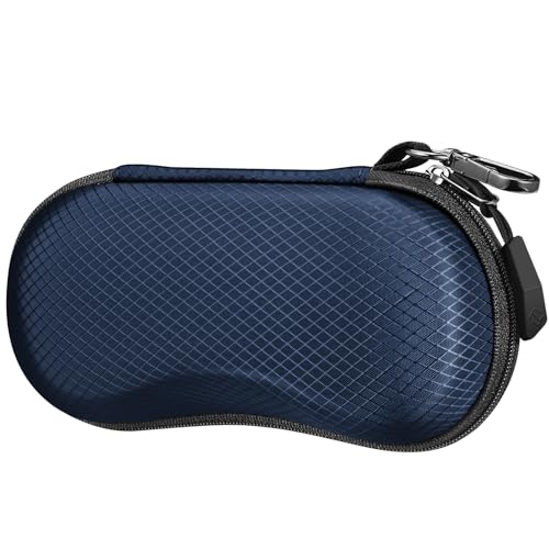 FINTIE Sunglasses Case, Hard EVA Shell Shockproof Sport Glasses Case with Metal Carabiner Travel Zipper Eyeglasses Holder - color: Dark Blue