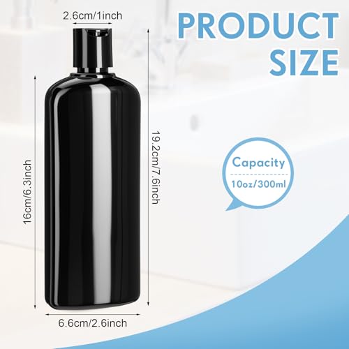 Domensi 24 Pcs Plastic Bottle Squeeze Containers with Disc Cap Travel Bottles Reusable Empty Toiletries Shampoo Containers Refillable Travel bottles for Shampoo Lotions (10oz,Pure Black) - color: Pure Black, size: 10oz
