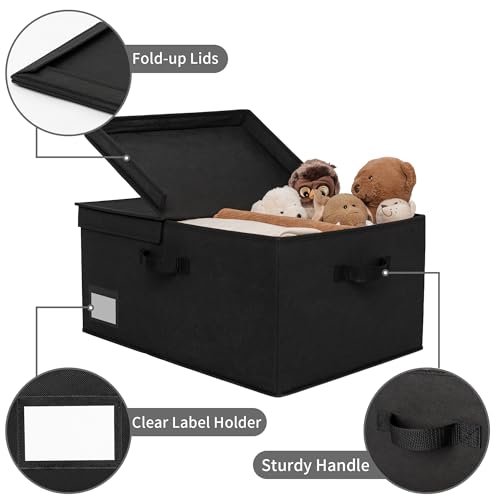 GRANNY SAYS Black Storage Bin with Lid, Fabric Closet Organizers and Storage Baskets, Extra Large Storage Box for Clothes, Memory Keepsake Box, 1-Pack - color: Black, size: Extra Large - 1 Pack