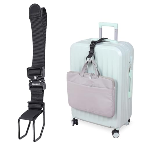 Vigorport Luggage Hook Strap, J Hook for Add a Bag Luggage, Multi Adjustment Bag Strap Hook with Hands Free(Medium Size/Metal Buckle) - size: Medium size/Metal buckle