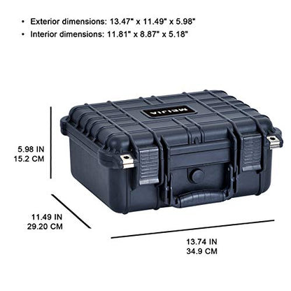 MEIJIA Portable All Weather Waterproof Protective Case,Hard Case,Camera Case With Customized Fit Foam,Fit Use of Drones,Camera,Equipments,Pistols,Elegant Black,13.35 x11.63x5.98inches - color: black