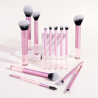 MAANGE 13 PCS Makeup Brushes Professional Make Up Brushes Premium Synthetic Powder Concealers Brushes Travel Makeup Brush Set with Case (Pink) - color: Pink