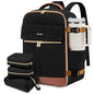 LOVEVOOK Carry On Backpack, 40L Travel Backpack Women with 3 Packing Cubes, TSA Airline Approved Suitcase Bag as Personal Item, Waterproof 17.3 inch Laptop Backpack for Weekender Overnight,Black-Brown - color: Black-brown, size: 40L-17.3 Inch-4Pcs