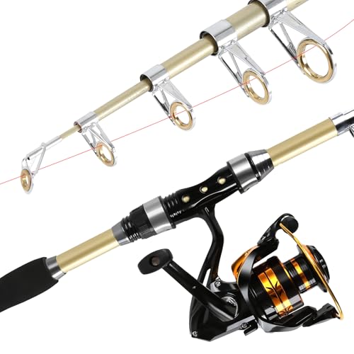 Telescopic Fishing Rod and Reel Combo – Collapsible 5.9ft Fishing Pole with Spinning Reel & Carry Bag, Travel Fishing Starter Kit for Beginners & Gifts