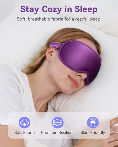 Weighted Blackout Sleep Mask for Women, 3D Contoured Zero Eye Pressure, Lash-Friendly Deep Eye Cups, Adjustable Slide Buckle Strap, Self-Care & Relaxation Gift for Her (Purple) - color: Purple