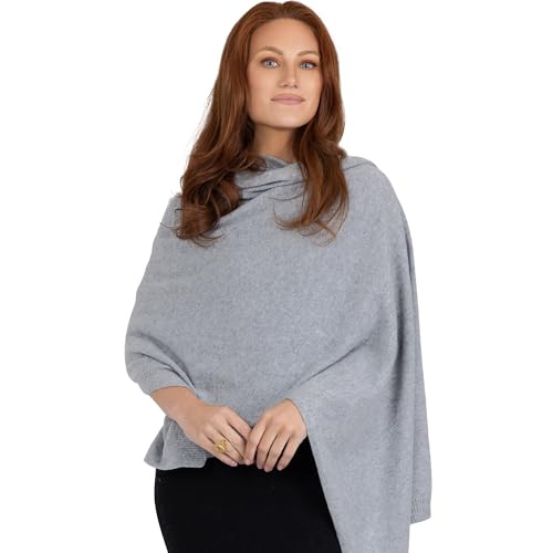 Velanio Cashmere 100% Cashmere Knitted Wrap Pashmina Shawl Extra Large Scarf Stole for Women Travel - color: Light Grey