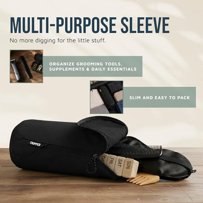 Toiletry Bag Kit 3 Piece Set: Hanging Travel Toiletry Bag + 311 TSA Cosmetic Liquid Bag + Accessory Organizer Pouch - color: Black Ripstop