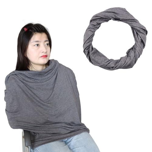Infinity Scarf with Hidden Pockets Converts to Blanket and Wrap Travel Blanket Tube Scarf Wearable Blankets for Women Perfect for Travel, Grey