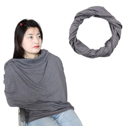 Infinity Scarf with Hidden Pockets Converts to Blanket and Wrap Travel Blanket Tube Scarf Wearable Blankets for Women Perfect for Travel, Grey