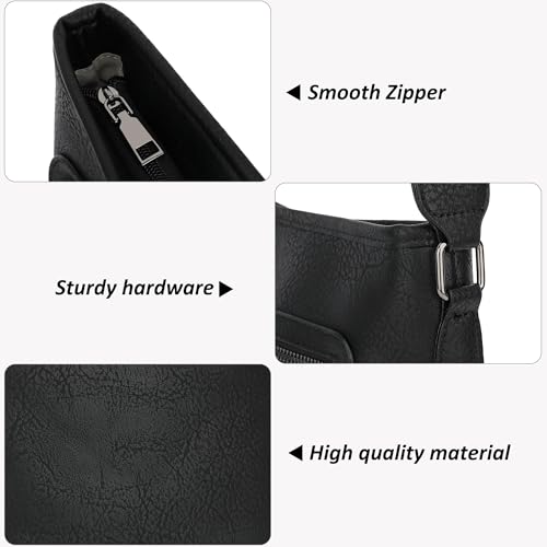 TANTOMI Crossbody Bags for Women Casual Crossbody Purses for Women Travel Shoulder Bag Handbags with Adjustable Strap - color: Black