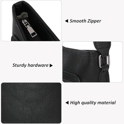 TANTOMI Crossbody Bags for Women Casual Crossbody Purses for Women Travel Shoulder Bag Handbags with Adjustable Strap - color: Black
