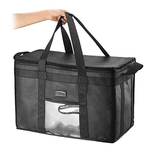 New Star Foodservice Commercial Insulated Food Delivery Bag, Extra Large, 23 x 15 x 14 Inch, Black - size: 23" W x 15" H x 14" D