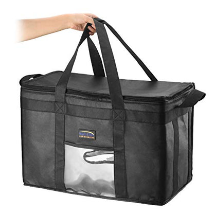 New Star Foodservice Commercial Insulated Food Delivery Bag, Extra Large, 23 x 15 x 14 Inch, Black - size: 23" W x 15" H x 14" D