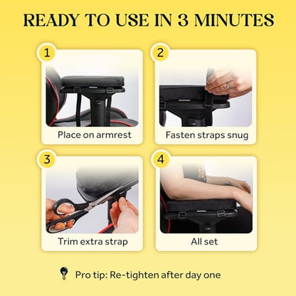 WESTERN COMFORT Thick Armrest Pads - Memory Foam Office Chair Arm Pads - Arm Rest for Desk Chair & Gaming Chair Armrest Pads - Chair Arm Covers - Elbow Support