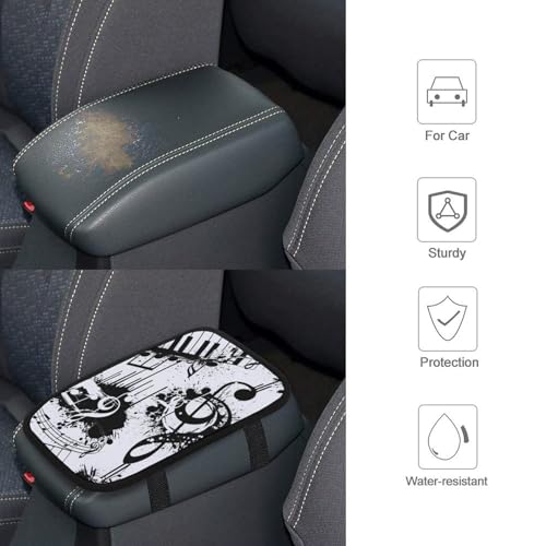 Universal Car Armrest Cover Abstract Music Note Piano, Soft Comfort Cushion for Auto Center Console, Handrail Box Mat, Fit for Most Cars - color: Picture (61)