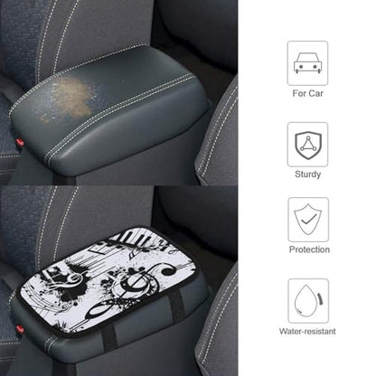Universal Car Armrest Cover Abstract Music Note Piano, Soft Comfort Cushion for Auto Center Console, Handrail Box Mat, Fit for Most Cars - color: Picture (61)