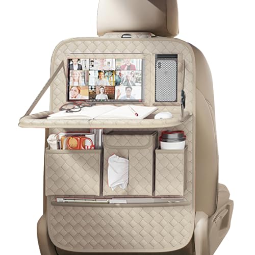 XDV Car Seat Organizers,Multi-functional Back Seat Protectors, Storage Pouches, and Tray Holders (for Cars, Kids, Seat Back and Rear Seats) (Woven Beige, 1 Pcs) - color: Woven Beige, size: 1 Pcs