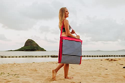 PICNIC TIME Beachcomber Portable Lounger - Soft Beach Mat & Chair - Blue Pinstripe - color: Blue Pinstripe