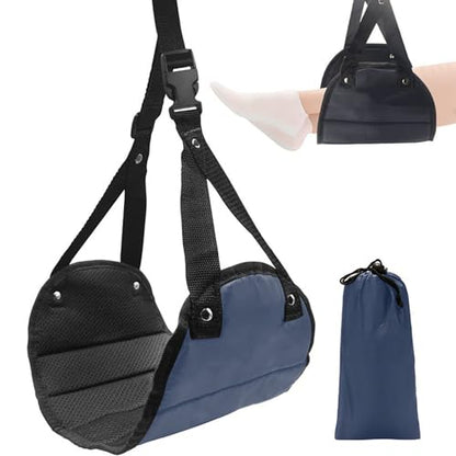 Airplane Travel Footrest Hammock, Airplane Foot Hammock to Relax Your Feet, Comfy Feet Hanger Plane Footrest for Long Trip, Feet Hammocks for Plane, Long Flight Foot Rest,Travel Essentials - color: Navy Blue