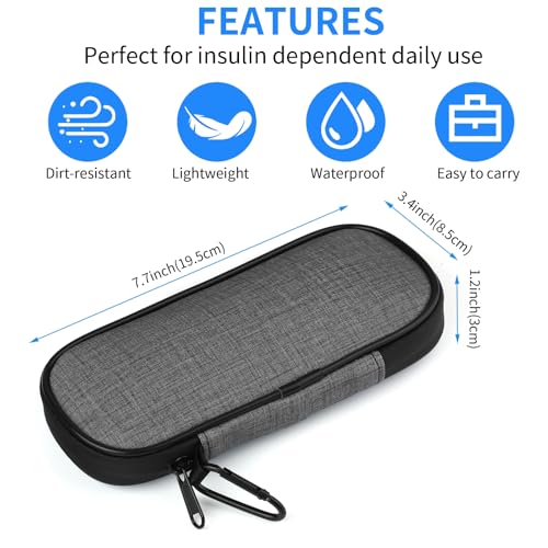 GERMUN Insulin Pen Cooler Travel Case with 2 Reusable TSA Approved Ice Packs, Diabetic Medication Insulated Cool Organizer Bag for Insulin Pens and Other Diabetic Supplies Storage (Grey) - color: Grey