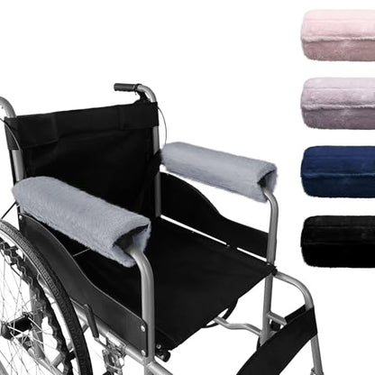 SPRING SEAON Wheelchair Armrest Covers 2 Pack Soft Memory Foam Wheelchair armrest Pads Wicking Washable for Office Transport Chair (Gray) - color: Gray