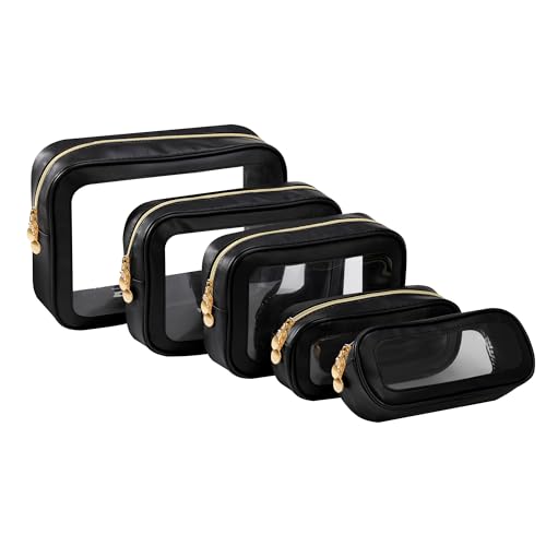 5PCS Diaper Bag Organizer Pouch Set，Clear Organizer Bags,TSA Approved Toiletry Bag,Clear Waterproof Cosmetic Bags with Zipper,Purse Organizer Pouches,Travel Organizer Bags for Woman and Kids,Black - color: Black, size: 5PCS