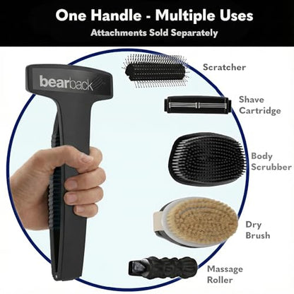 bearback Lotion Applicator for Back & Body - Long Reach Folding Handle with Reusable Foam Rollers - Apply Lotion, Medication, Ointment, Sunscreen, Self Tanner - (Black) (Handle with 2 Rollers) - color: Black