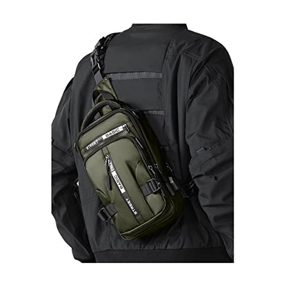 SEAFEW Small Sling Crossbody Backpack Shoulder Bag for Men, Lightweight One Strap Backpack Sling BacK pack for Hiking Walking Biking Travel Cycling USB Charger Port-Nylon (Olive Green) - color: Green-small