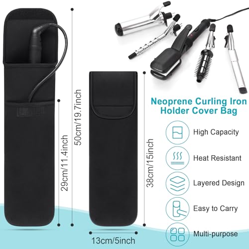 Shappy 2 Pcs Heat Resistant Hair Tools Bag Curling Iron Travel Case Cover Neoprene Flat Iron Holder Travel Case and Silicone Mat Pouch for Hot Hair Tools Storage Organizer(Classic Style) - style: Classic Style
