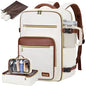 LOVEVOOK Travel Backpack For Women,40L Carry On Backpack Flight Approved,TSA Personal Item Travel Bag Fits 17 Inch Laptop,Business Weekender Overnight Daypack with Toiletry Bag and Cube,White brown - color: White With Brown, size: 17.3 Inch-40L-4Pcs