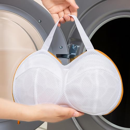 3Pcs Bra Wash Bags for Laundry Lingerie Underwear Brassiere Bag Set for Washing Machine With Zipper Women Delicates Yellow (D to H Cup) - color: Yellow, size: D to H Cup