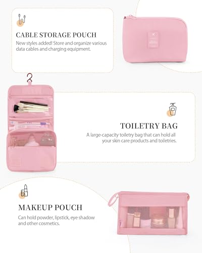Anjing Packing Cubes for Suitcase 11PCS Luggage Packing Organizers Travel Essentials Luggage Organizer Hooked Toiletry Bag Cosmetic Bag and Shoes Bag, Pink - color: Pink-11pcs