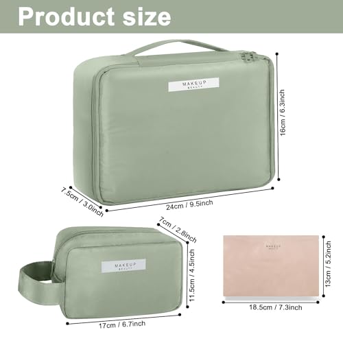 Queboom Travel Makeup Bag Cosmetic Bag Makeup Bag Toiletry bag for women and men (Green-3pcs) - color: Green-3pcs