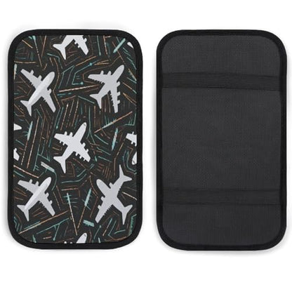 Airplane Flight Lines Car Center Console Decor Handrail Armrest Box Cushion Interior Covers Car Protector Pad Lid Cover Accessories Universal Fit for Auto Truck Vehicles