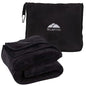 BlueHills Premium Soft Tall Travel Blanket Pillow Airplane Flight Blanket Long Throw in Bag Pillowcase with Backpack Clip Compact Large Long Traveling Essentials Portable Black T054 - color: Black-long-t054