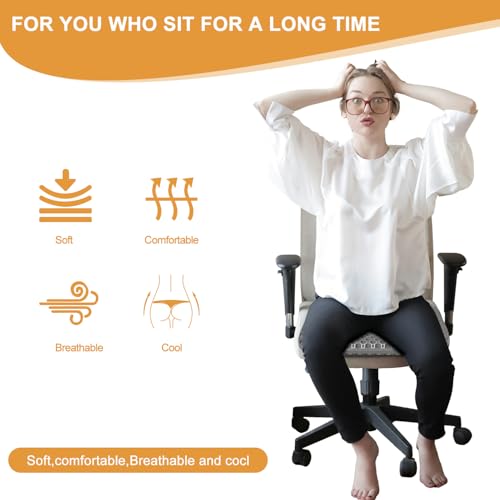 EVEME Large Gel Seat Cushion for Long Sitting with Non-Slip Cover,Soft & Breathable,Seat Cushion for Chair,Car,Office,Desk Chair,Wheelchair - size: 17" x 15" x 1.2" - Gray