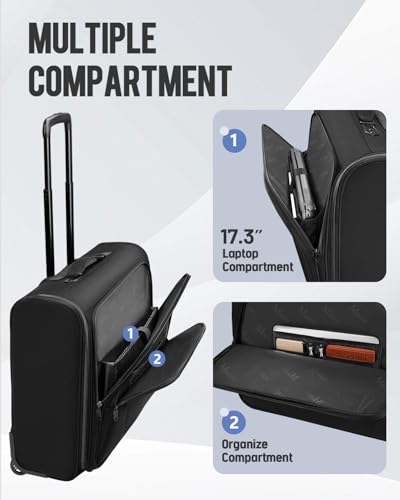 MATEIN Rolling Garment Bag with 2 Packing Cubes, Large Check-in Travel Garment Bags with 17.3 Inch Laptop Compartment, Wrinkle Free Wheeled Business Softside Suitcase Luggage for Men and Women, Black - color: Black, size: Large - Checked