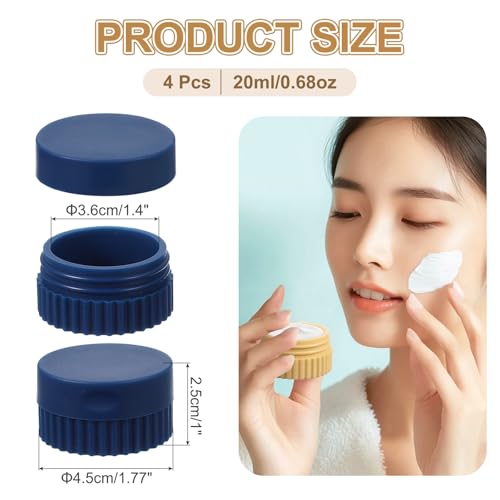 uxcell 4pcs Travel Containers for Toiletries, 0.68oz 20ml Small Silicone Cream Jars Leak-proof Travel Essentials with Lid for Cosmetic Body Skin Cream, Dark Blue - color: Dark Blue